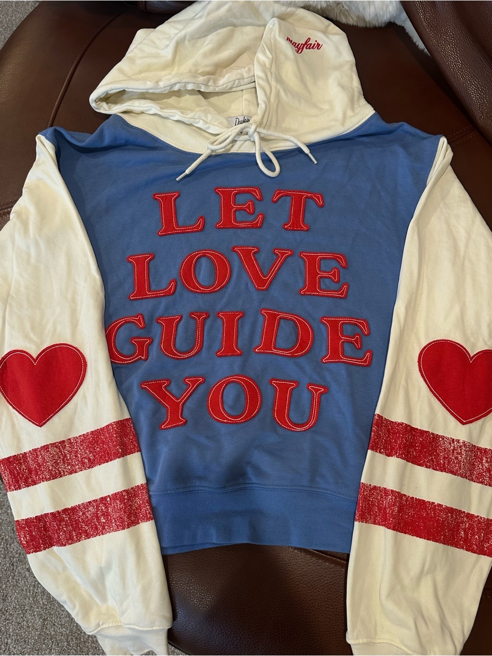The Mayfair Group Blue & White 'Let Love Guide You' Hoodie